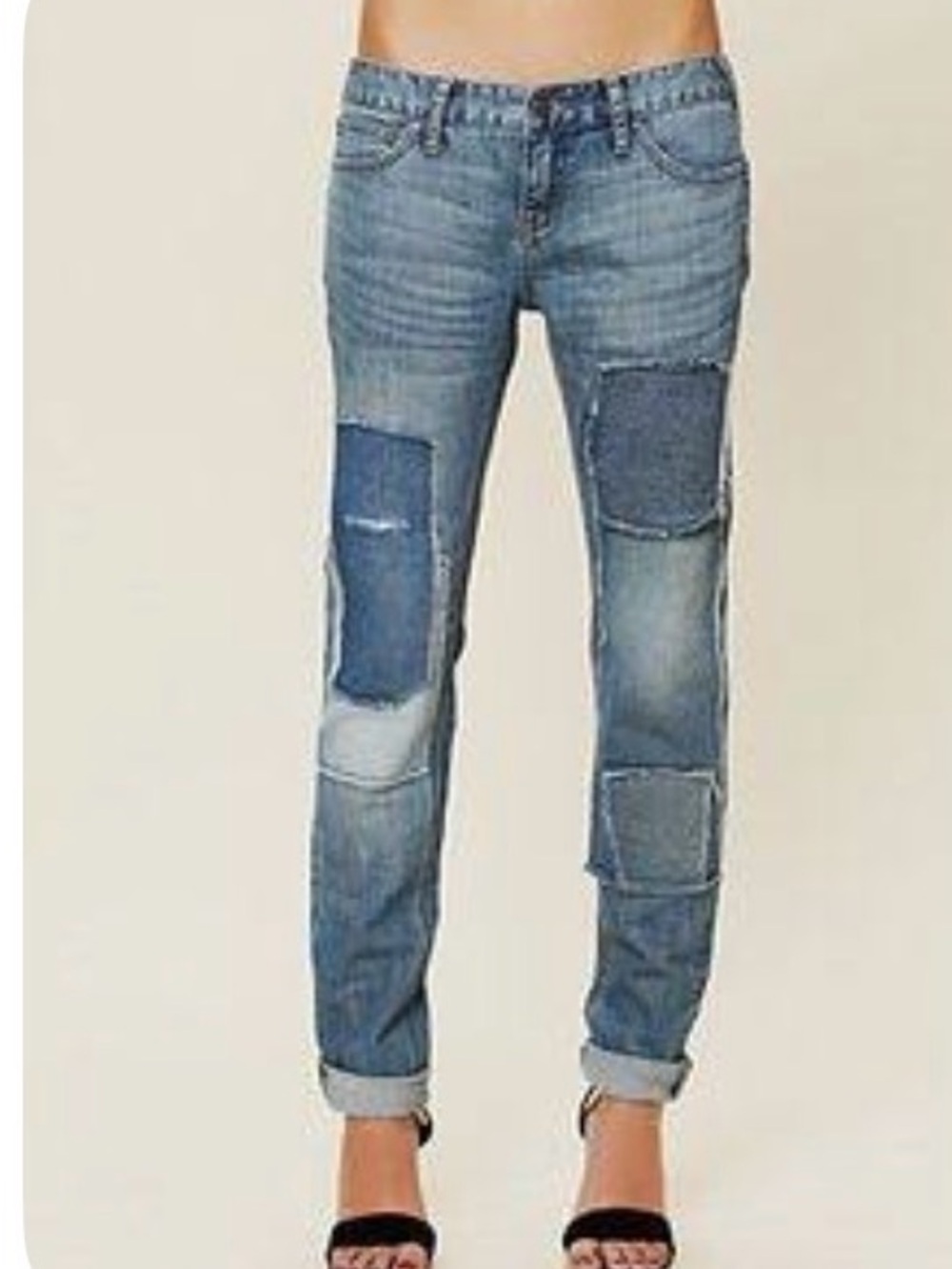 Free People Patchwork Straight-Leg Jeans